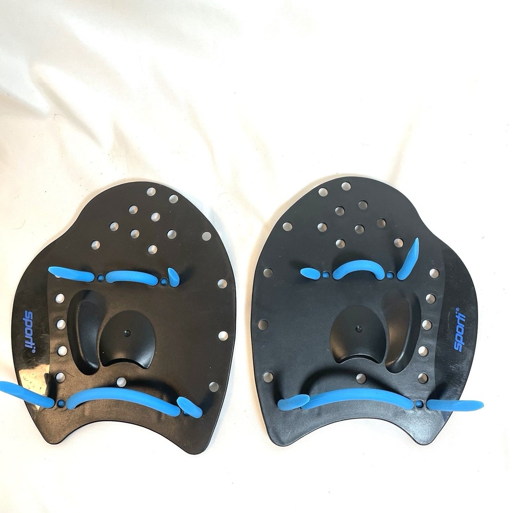 Sporti Power Swim Training Hand Paddles - Black/Blue Stroke Mechanics Freestyle